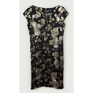 ECI black floral‎  Black sheath glistening MIDI DRESS Sz 8 NWT Stretch Wedding
